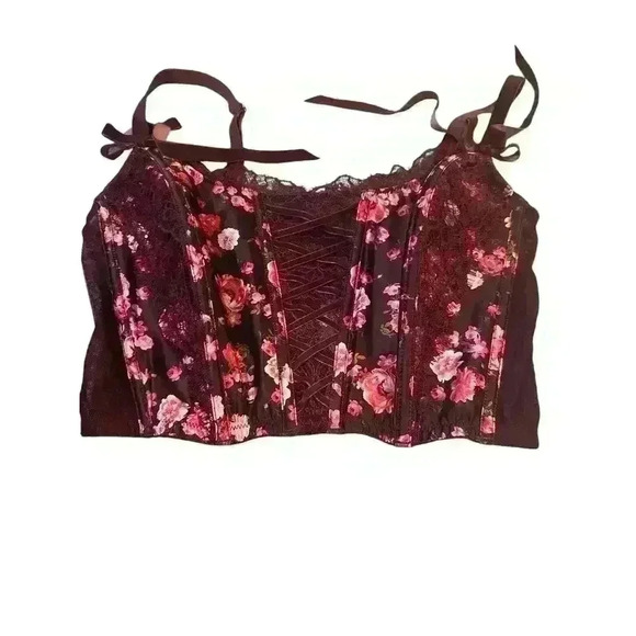 Victorias Secret Nwt Dream Angels Floral Satin & Mesh Corset Bra M-DD/ 36DD - Picture 2 of 4